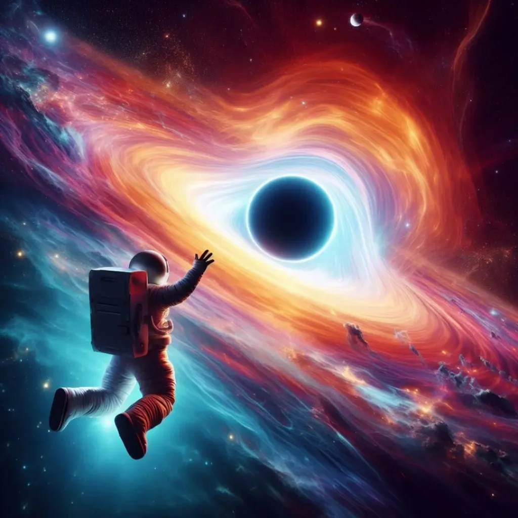 an astronaut falling in black hole